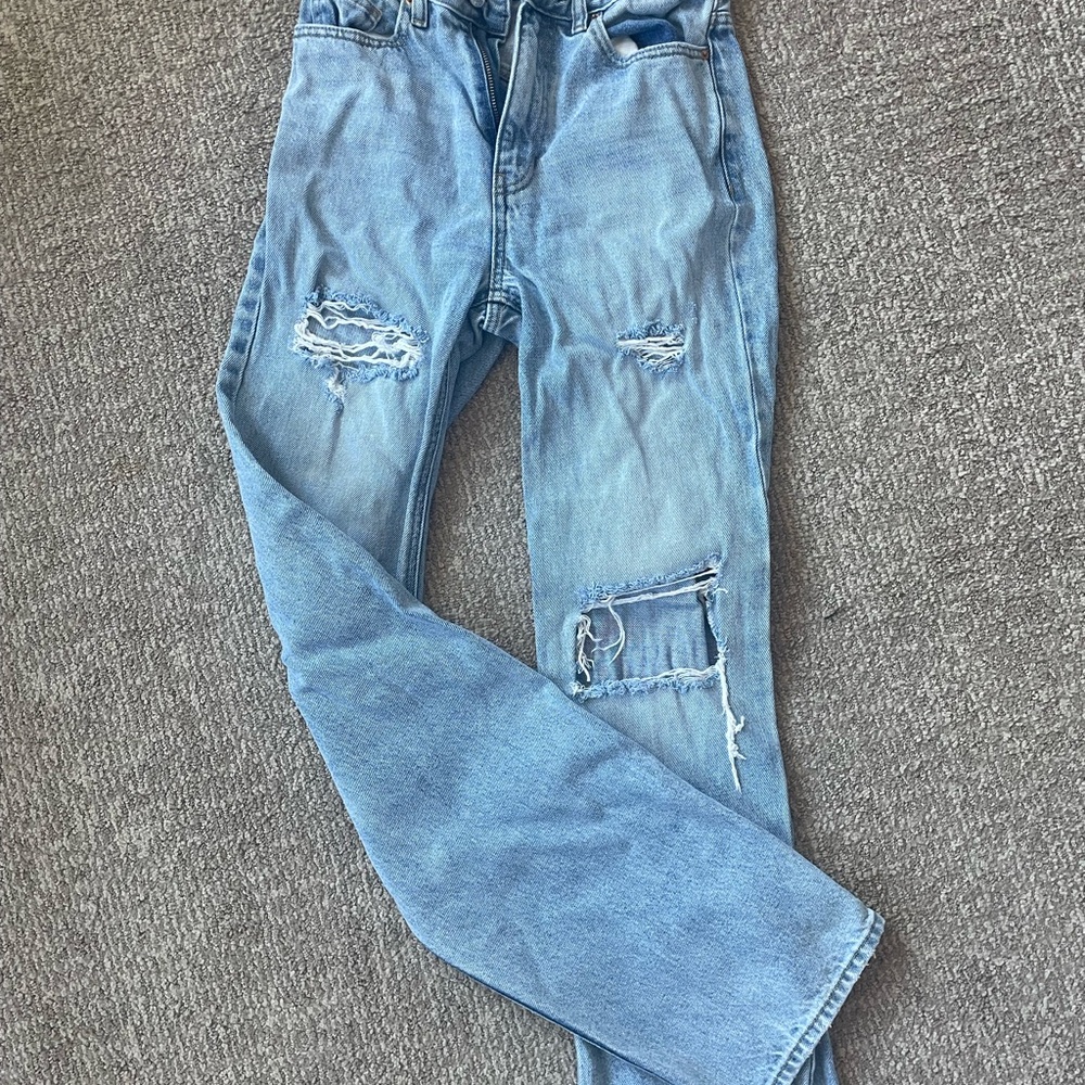 PacSun Light Blue Distressed Straight Leg Jeans